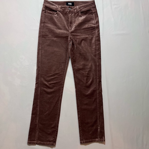 Paige Coated Skinny Jeans Warm Suede Brown Size 27 Velvet Look Stretch Pants